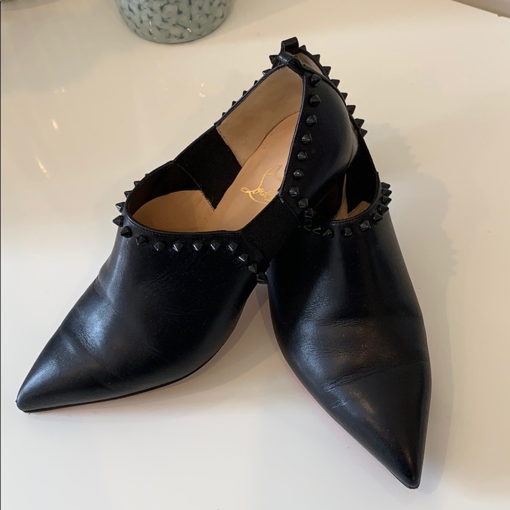 Christian Louboutin black studded low booties